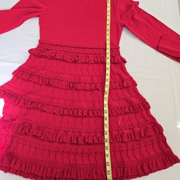 Muse By Marchesa Elegant Red Ruffled Dress - Picture 11 of 12